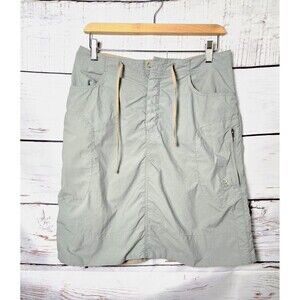 Mountain Hardwear Womens Skirt Size 8 Green Hiking Nylon Drawstring Zip Pockets
